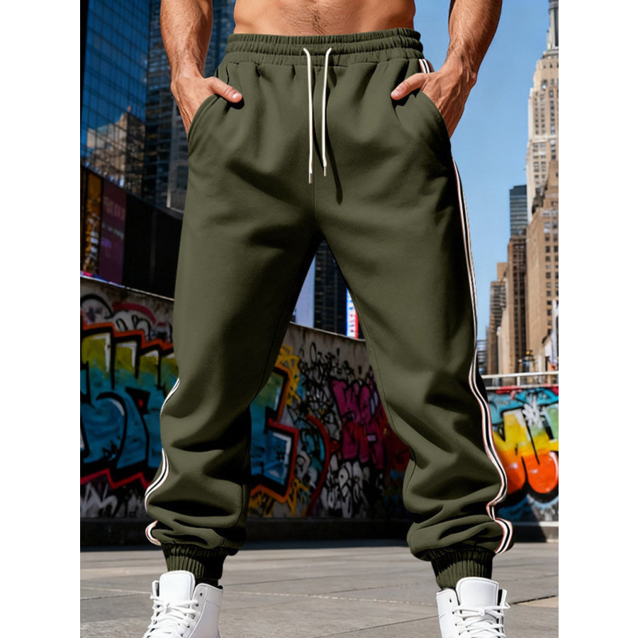 Men’s Full Size Side-Striped Drawstring Joggers Plus Apparel and Accessories