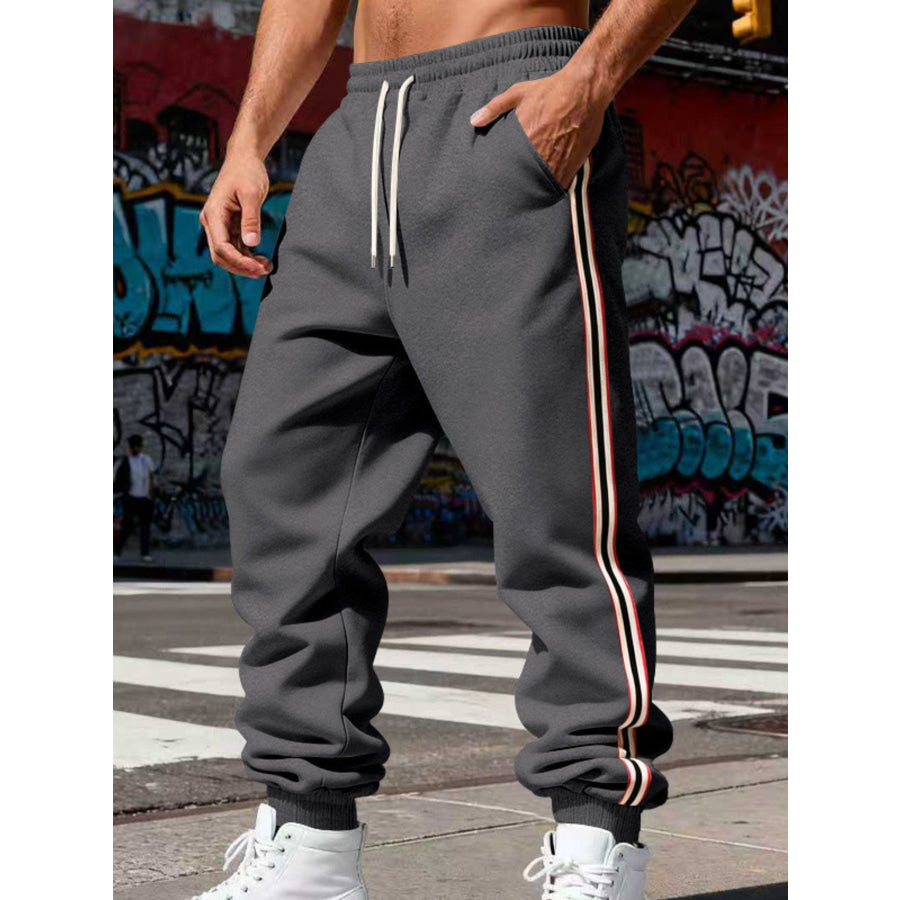 Men’s Full Size Side-Striped Drawstring Joggers Plus Apparel and Accessories