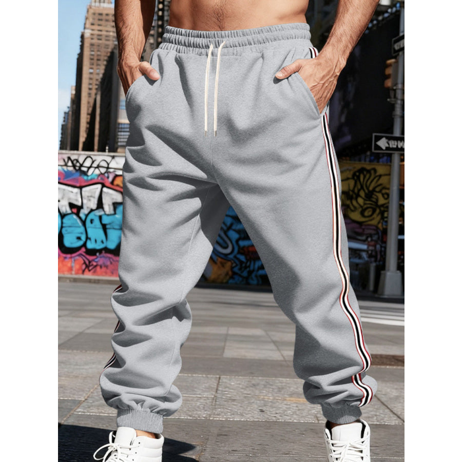 Men’s Full Size Side-Striped Drawstring Joggers Plus Apparel and Accessories