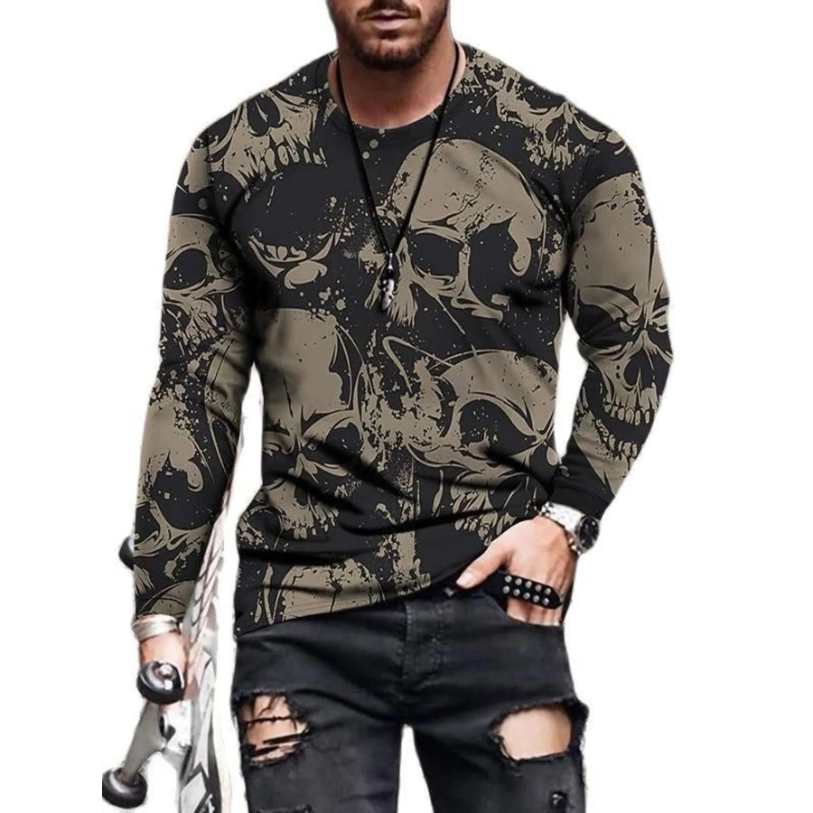 Men’s Full Size Skeleton Embrace Long Sleeve T-Shirt Plus Size Chartreuse / S Apparel and Accessories