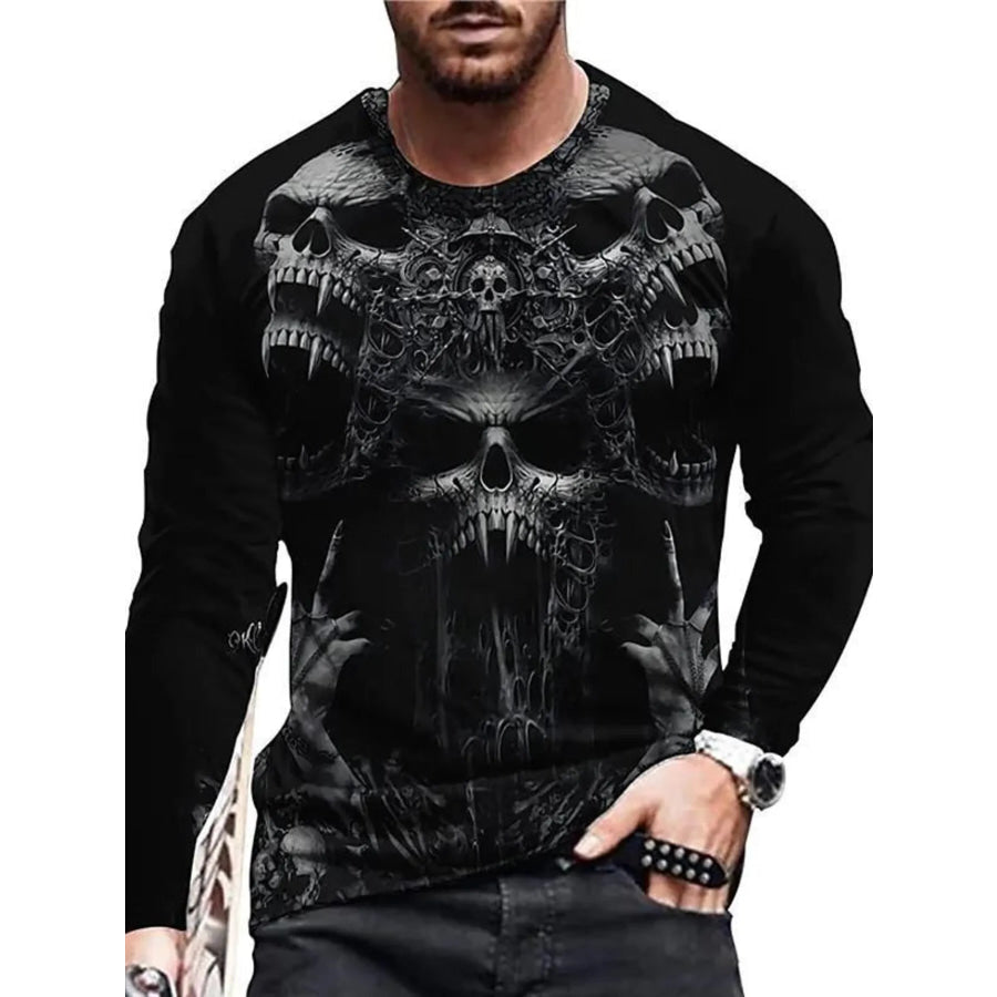 Men’s Full Size Skeleton Embrace Long Sleeve T-Shirt Plus Size Black / S Apparel and Accessories