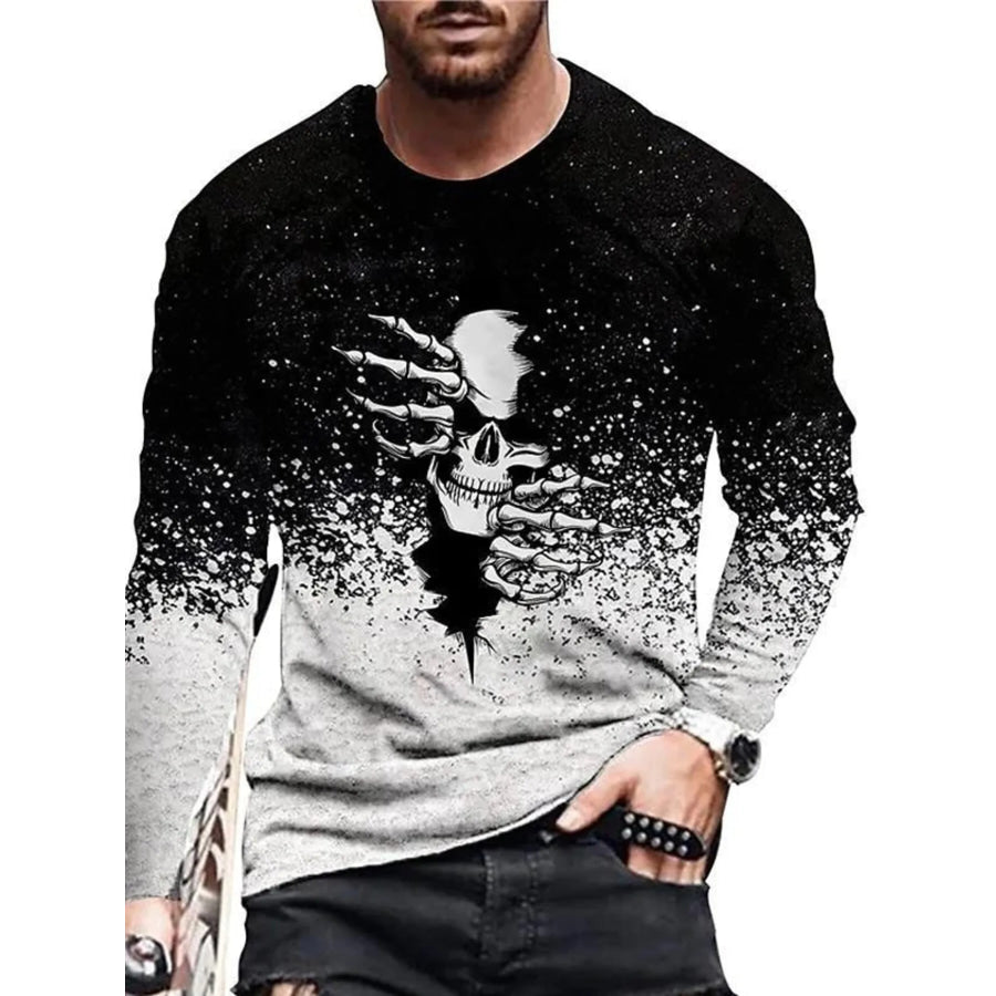 Men’s Full Size Skeleton Embrace Long Sleeve T-Shirt Plus Size White / S Apparel and Accessories