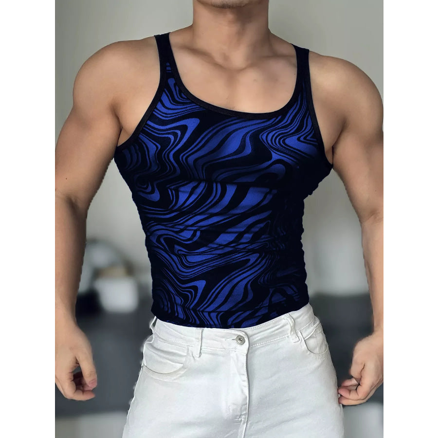 Men’s Full Size Slim-Fit Abstract Print Tank Plus Navy / S Apparel and Accessories
