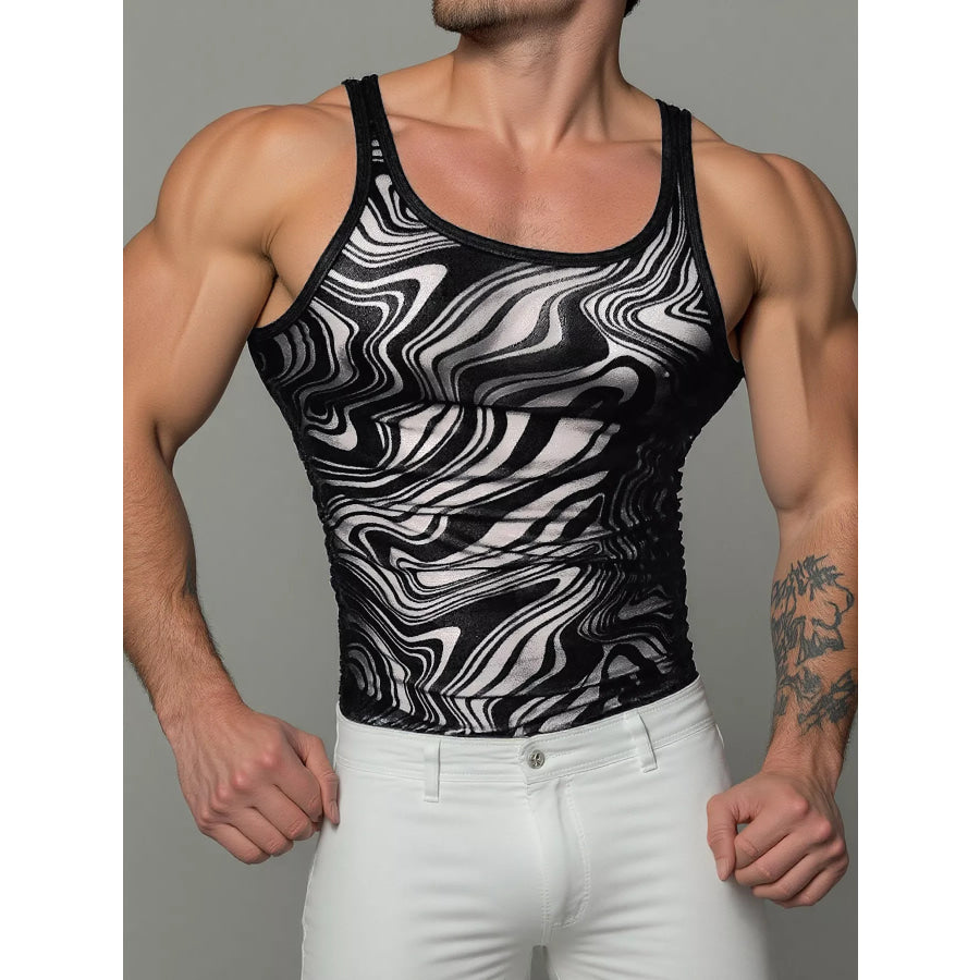 Men’s Full Size Slim-Fit Abstract Print Tank Plus White / S Apparel and Accessories