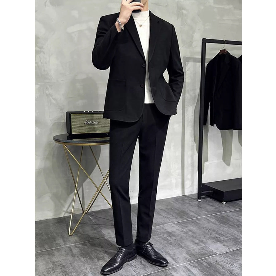 Men’s Full Size Slim-Fit Blazer and Pants Set Plus Black / S Apparel Accessories