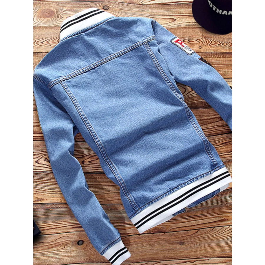 Men’s Full Size Slim Fit Button Up Denim Jacket Plus Size Apparel and Accessories