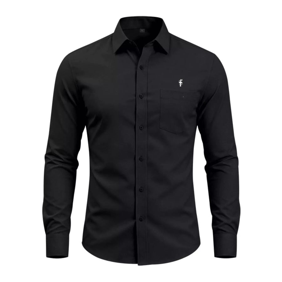 Men’s Full Size Slim Fit Button Up Shirt Plus Size Black / S Apparel and Accessories