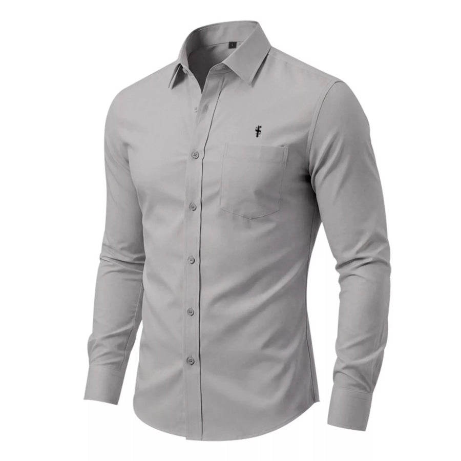 Men’s Full Size Slim Fit Button Up Shirt Plus Size Gray / S Apparel and Accessories