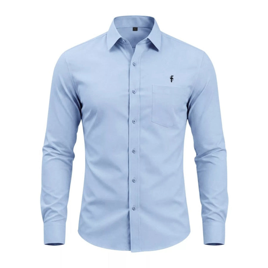 Men’s Full Size Slim Fit Button Up Shirt Plus Size Light Blue / S Apparel and Accessories