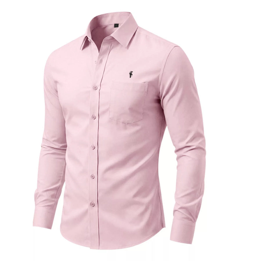 Men’s Full Size Slim Fit Button Up Shirt Plus Size Pink / S Apparel and Accessories