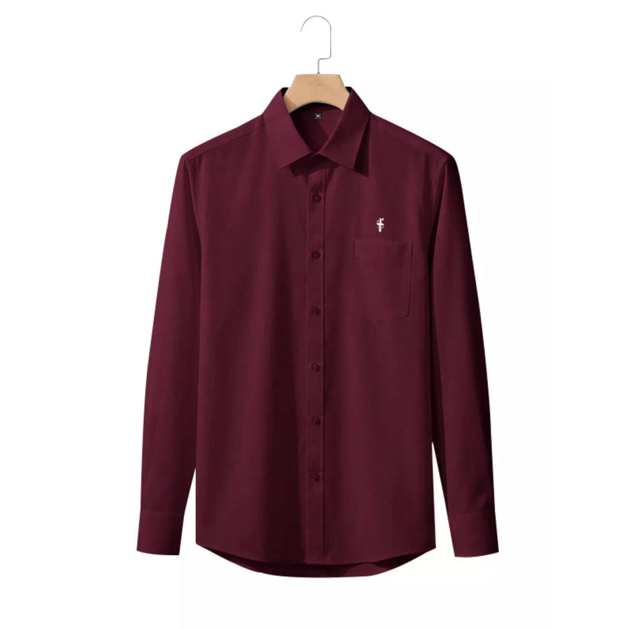 Men’s Full Size Slim Fit Button Up Shirt Plus Size Red / S Apparel and Accessories
