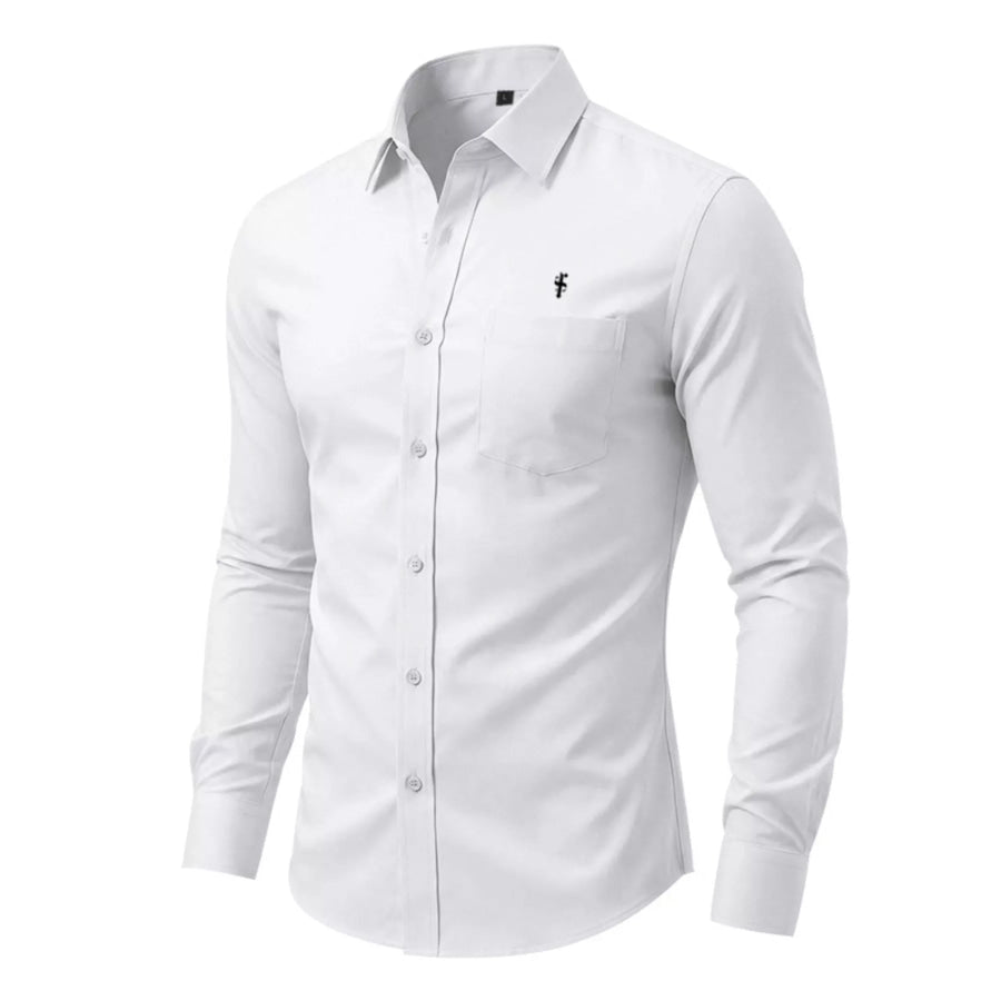 Men’s Full Size Slim Fit Button Up Shirt Plus Size White / S Apparel and Accessories