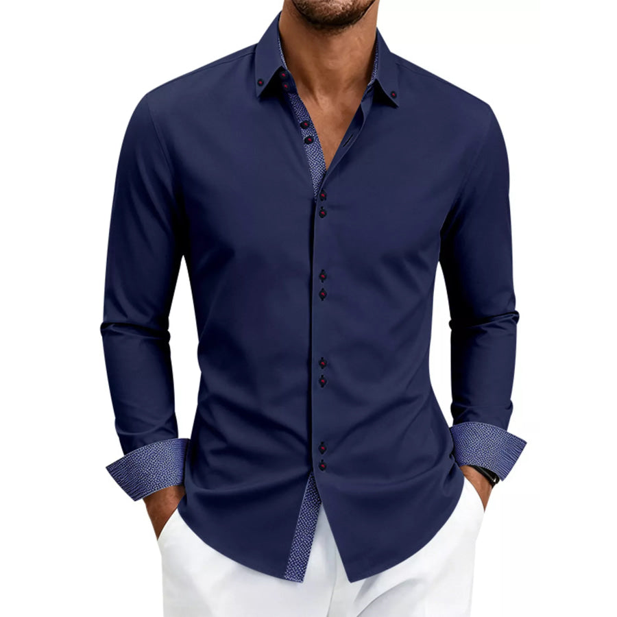 Men’s Full Size Slim Fit Contrast Trim Shirt Plus Size Apparel and Accessories