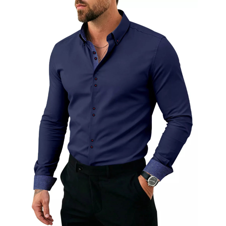 Men’s Full Size Slim Fit Contrast Trim Shirt Plus Size Apparel and Accessories