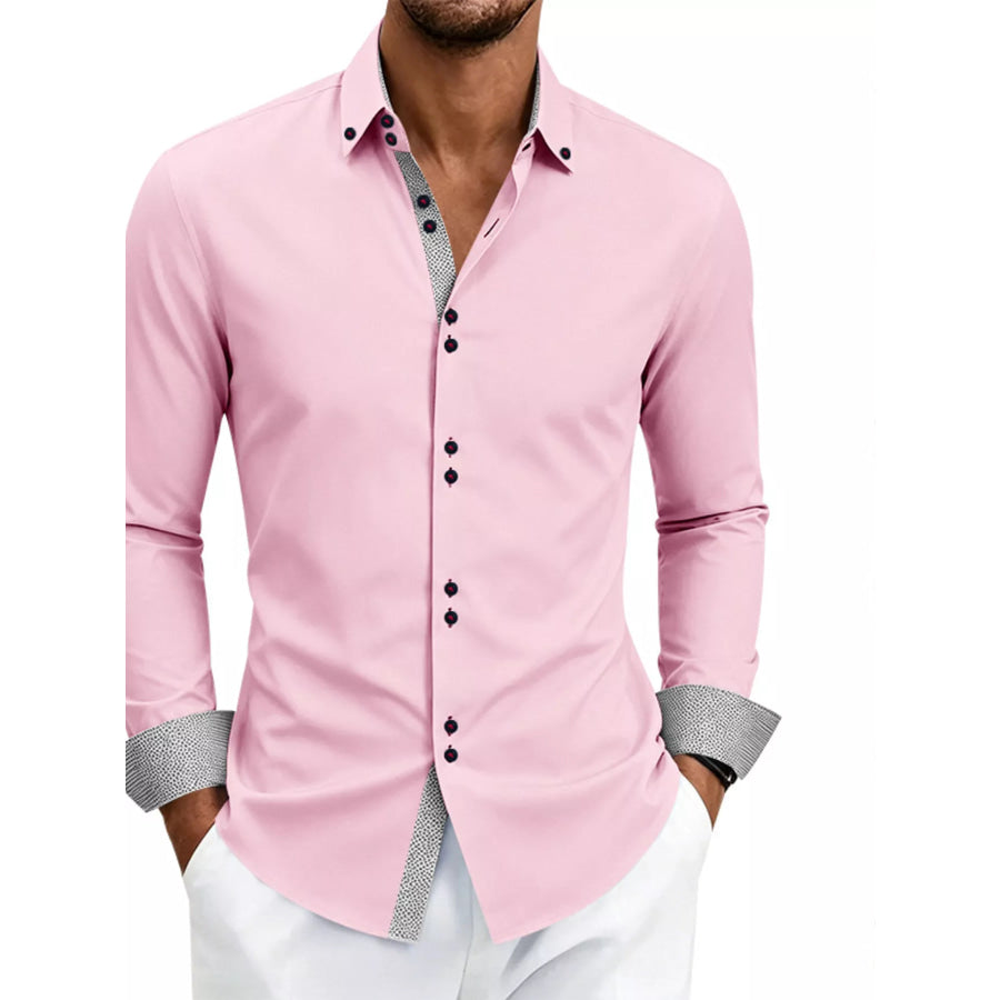 Men’s Full Size Slim Fit Contrast Trim Shirt Plus Size Apparel and Accessories