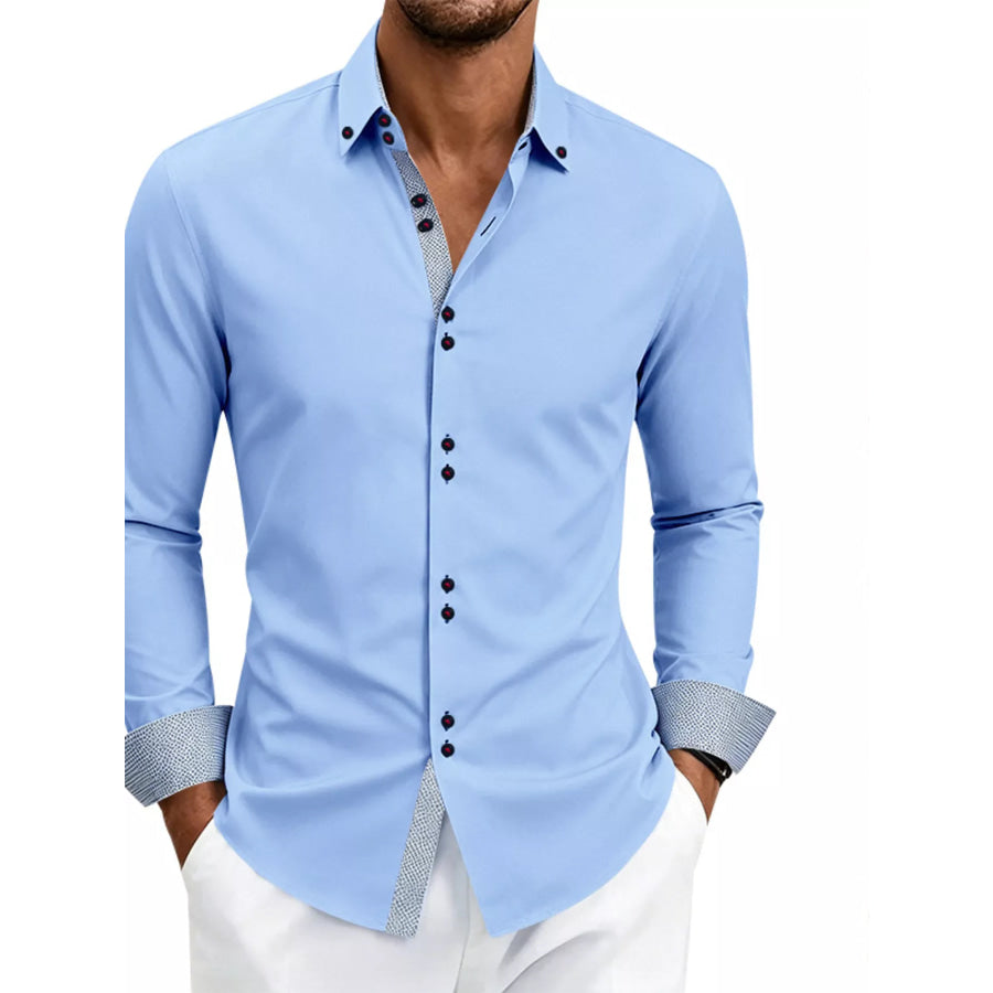 Men’s Full Size Slim Fit Contrast Trim Shirt Plus Size Apparel and Accessories