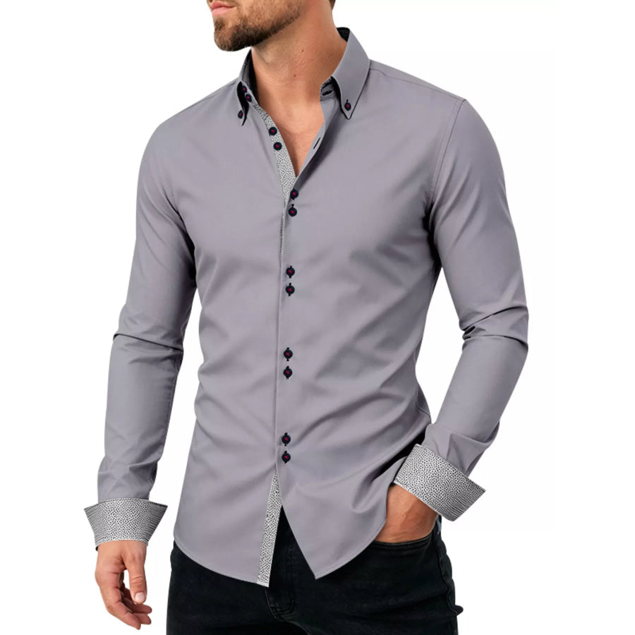 Men’s Full Size Slim Fit Contrast Trim Shirt Plus Size Apparel and Accessories