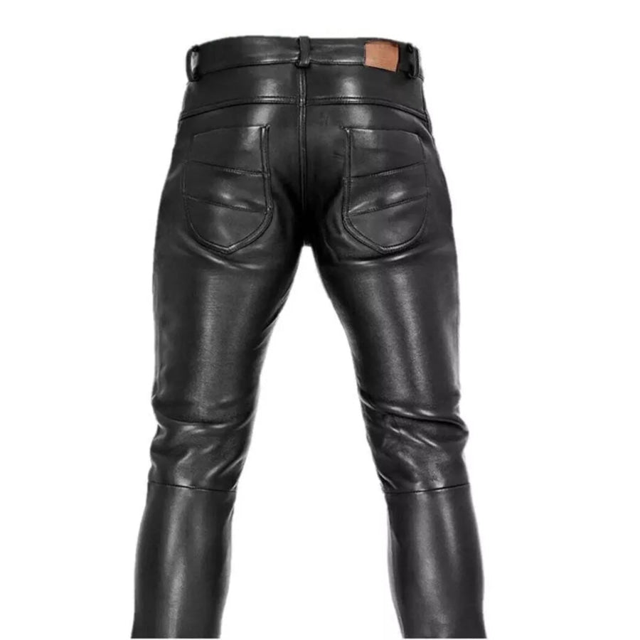 Men’s Full Size Slim-Fit Faux Leather Pants Plus Size Apparel and Accessories