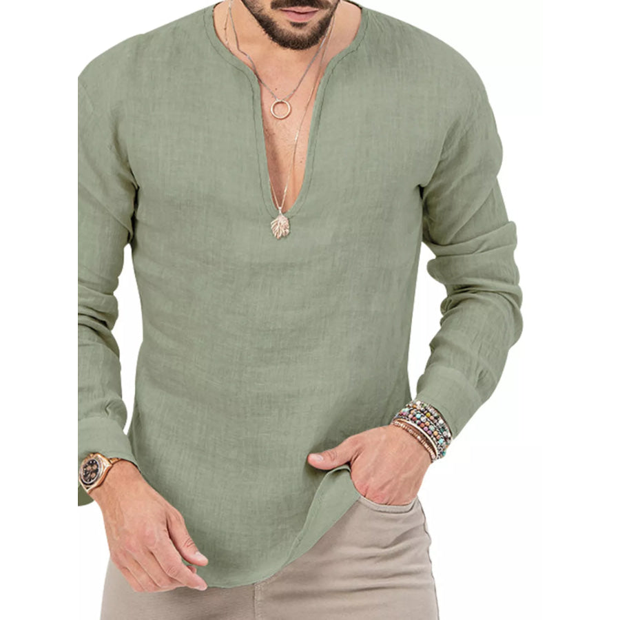 Men’s Full Size Slim Fit Long Sleeve Blouse Plus Size Apparel and Accessories