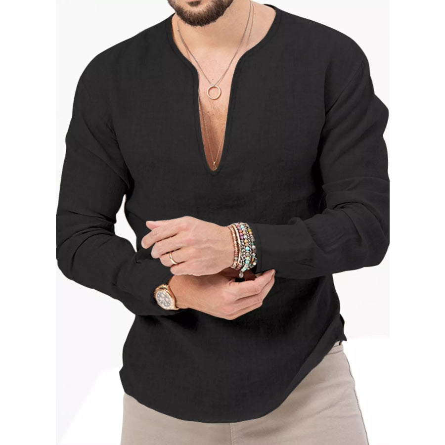 Men’s Full Size Slim Fit Long Sleeve Blouse Plus Size Apparel and Accessories