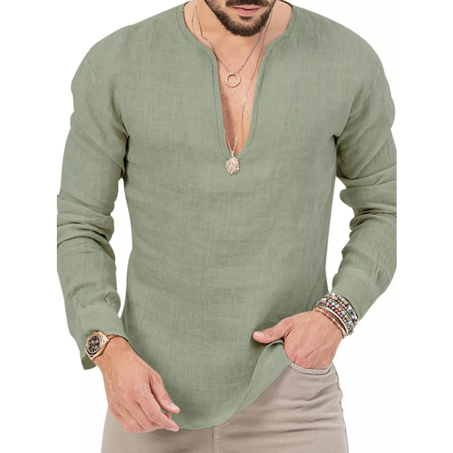 Men’s Full Size Slim Fit Long Sleeve Blouse Plus Size Apparel and Accessories