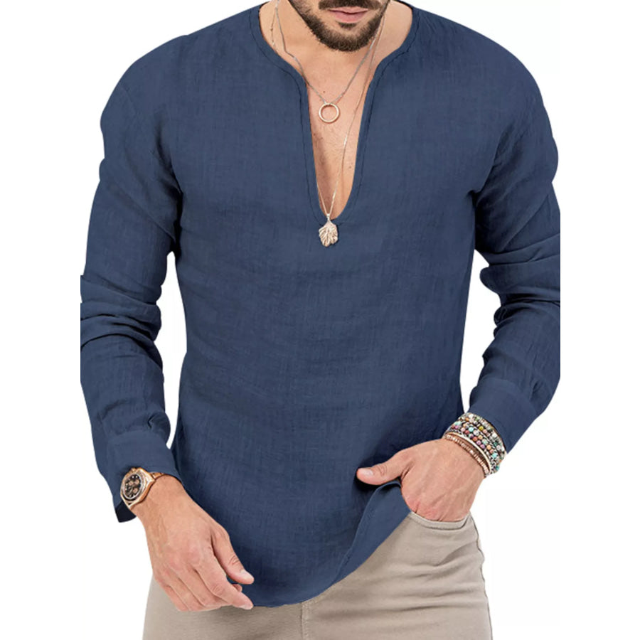 Men’s Full Size Slim Fit Long Sleeve Blouse Plus Size Apparel and Accessories