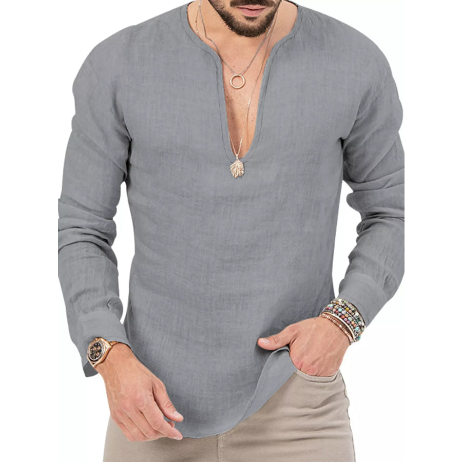 Men’s Full Size Slim Fit Long Sleeve Blouse Plus Size Apparel and Accessories