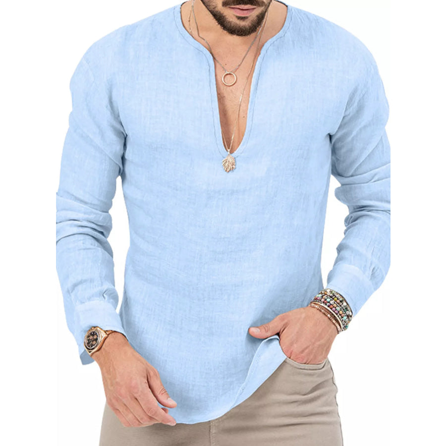 Men’s Full Size Slim Fit Long Sleeve Blouse Plus Size Apparel and Accessories