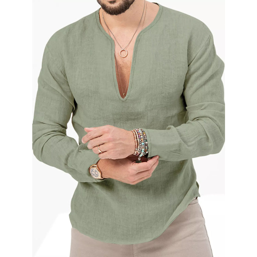 Men’s Full Size Slim Fit Long Sleeve Blouse Plus Size Apparel and Accessories