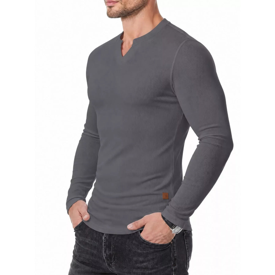 Men’s Full Size Slim Fit Long Sleeve Henley T-Shirt Plus Apparel and Accessories