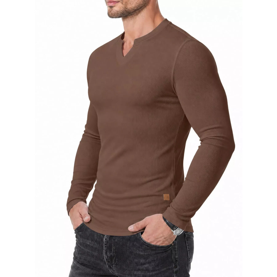 Men’s Full Size Slim Fit Long Sleeve Henley T-Shirt Plus Apparel and Accessories
