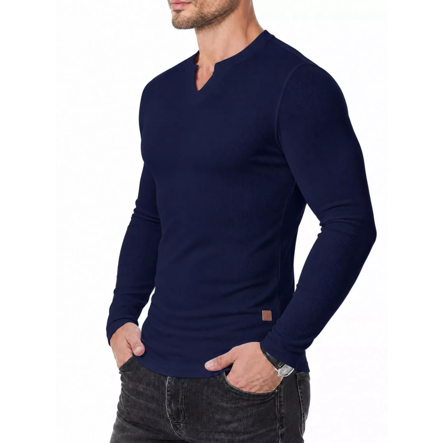 Men’s Full Size Slim Fit Long Sleeve Henley T-Shirt Plus Apparel and Accessories