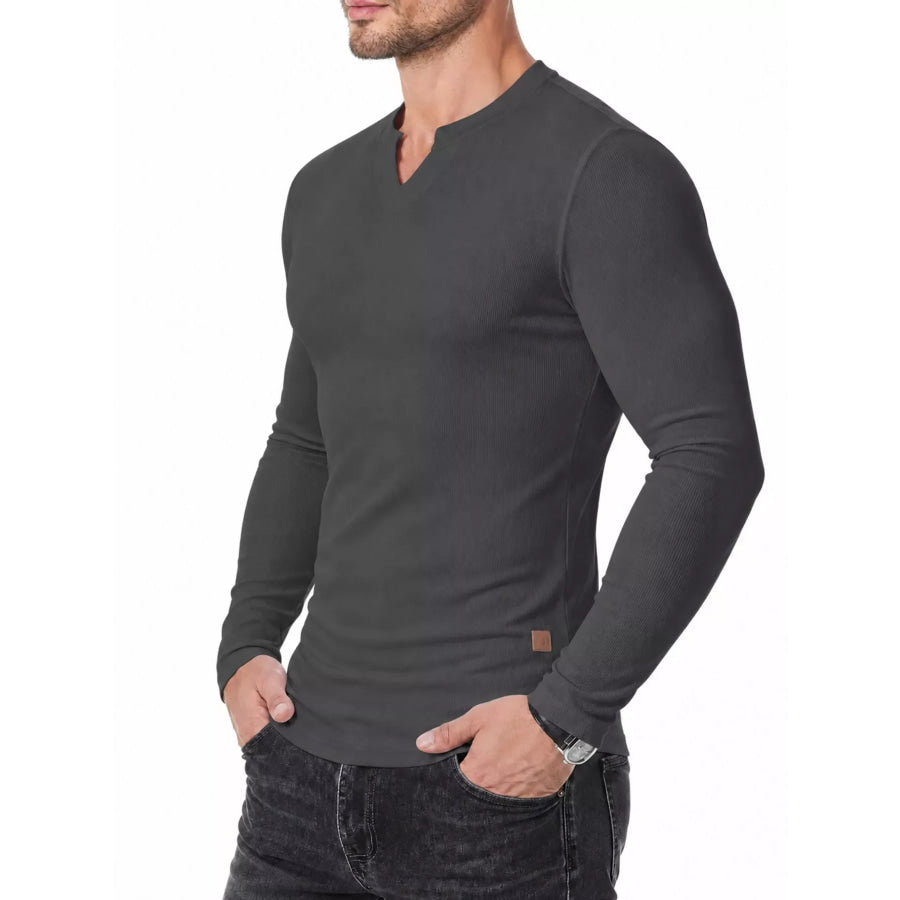 Men’s Full Size Slim Fit Long Sleeve Henley T-Shirt Plus Apparel and Accessories
