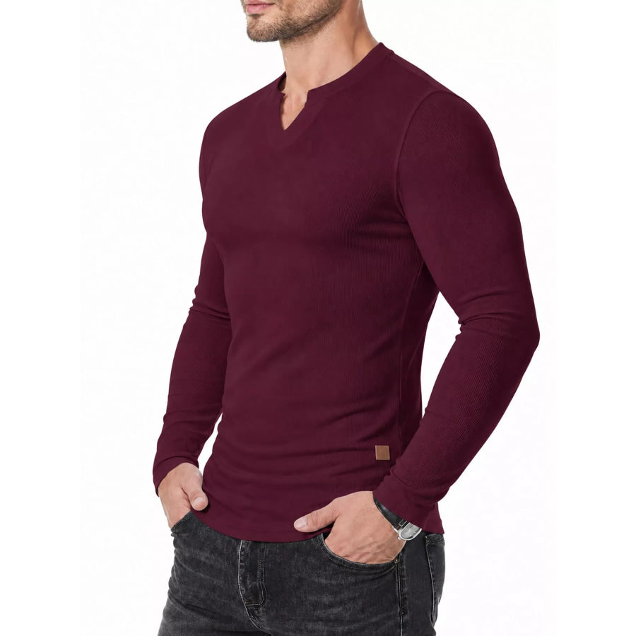 Men’s Full Size Slim Fit Long Sleeve Henley T-Shirt Plus Apparel and Accessories