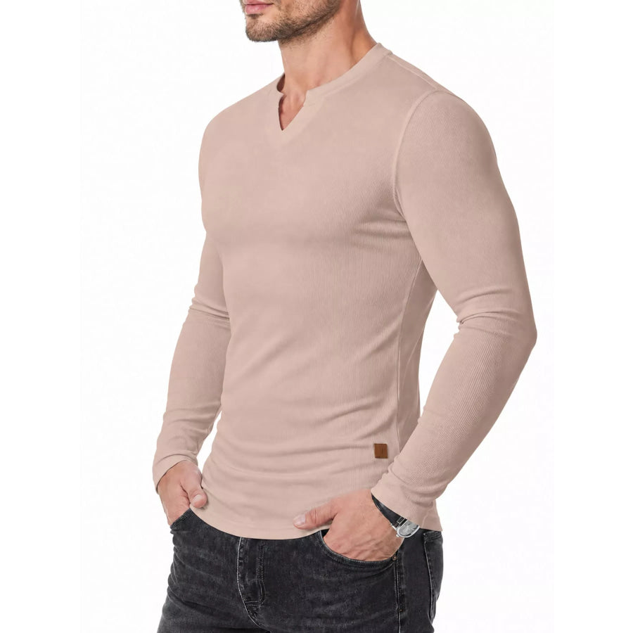 Men’s Full Size Slim Fit Long Sleeve Henley T-Shirt Plus Apparel and Accessories