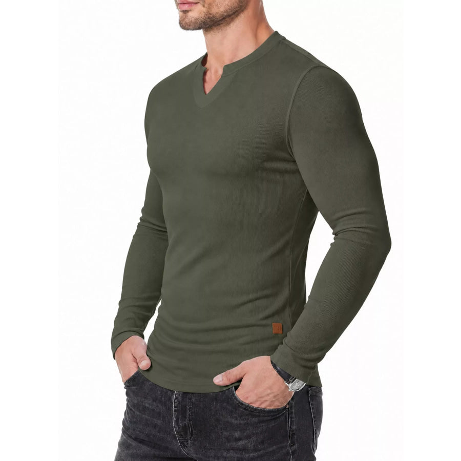 Men’s Full Size Slim Fit Long Sleeve Henley T-Shirt Plus Apparel and Accessories