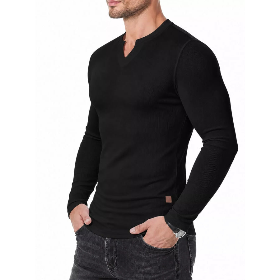 Men’s Full Size Slim Fit Long Sleeve Henley T-Shirt Plus Apparel and Accessories