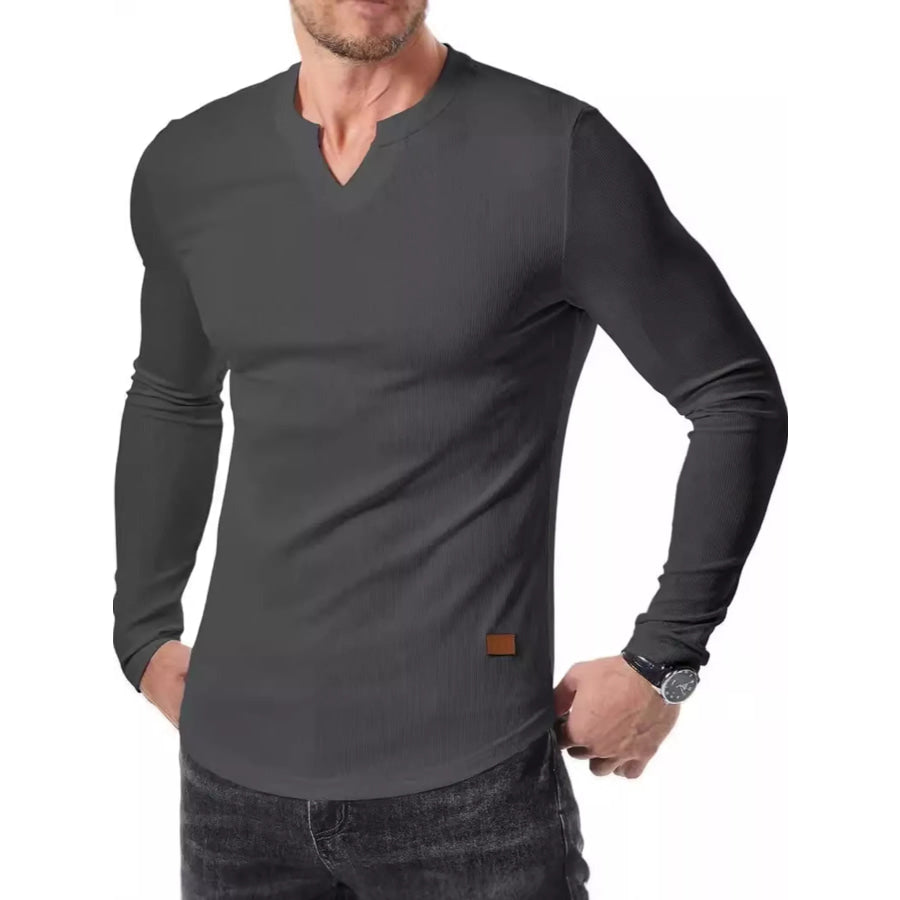 Men’s Full Size Slim Fit Long Sleeve Henley T-Shirt Plus Apparel and Accessories