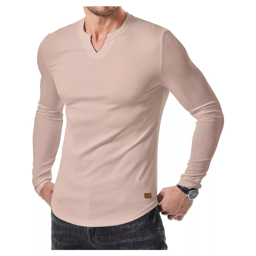 Men’s Full Size Slim Fit Long Sleeve Henley T-Shirt Plus Khaki / S Apparel and Accessories