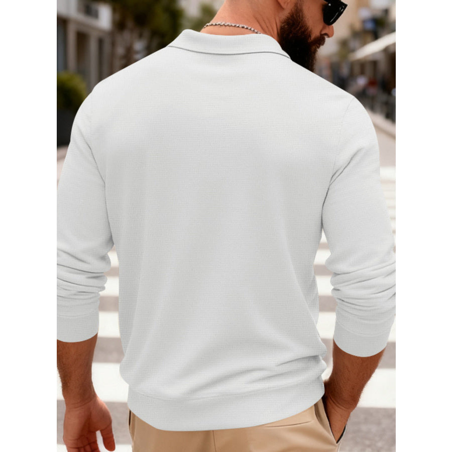 Men’s Full Size Slim Fit Long Sleeve Polo Plus Size Apparel and Accessories
