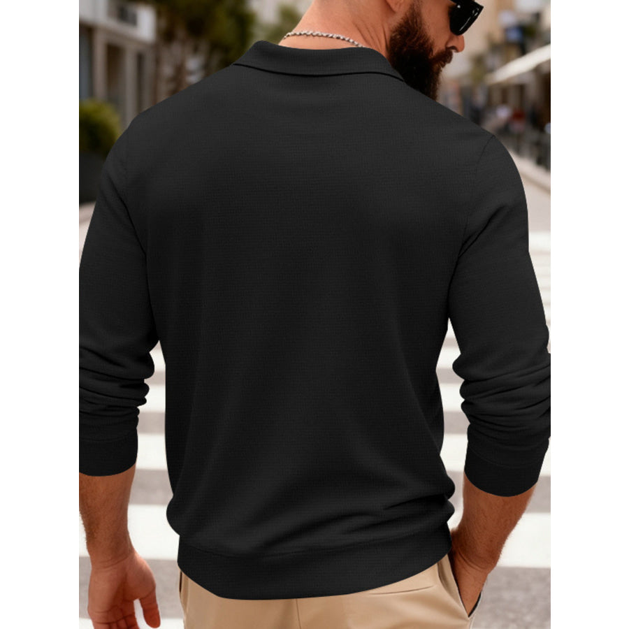 Men’s Full Size Slim Fit Long Sleeve Polo Plus Size Apparel and Accessories