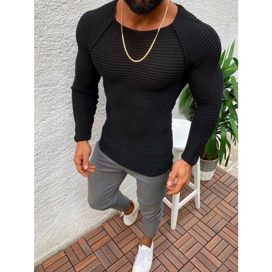Men’s Full Size Slim Fit Long Sleeve Sweater Plus Size Apparel and Accessories