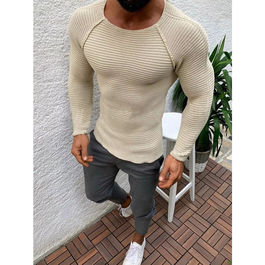 Men’s Full Size Slim Fit Long Sleeve Sweater Plus Size Apparel and Accessories