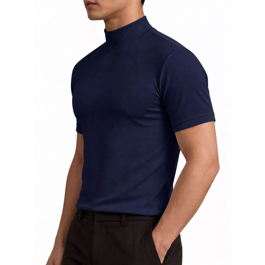 Men’s Full Size Slim Fit Mock Neck Short Sleeve T-Shirt Plus Apparel and Accessories