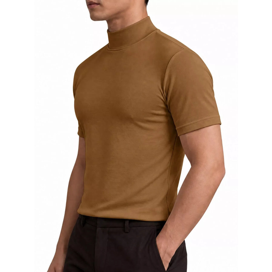 Men’s Full Size Slim Fit Mock Neck Short Sleeve T-Shirt Plus Apparel and Accessories
