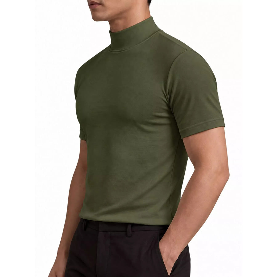Men’s Full Size Slim Fit Mock Neck Short Sleeve T-Shirt Plus Apparel and Accessories