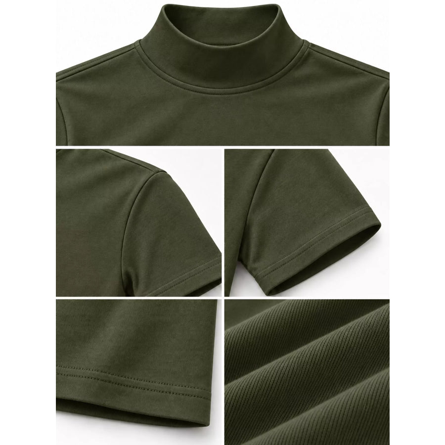 Men’s Full Size Slim Fit Mock Neck Short Sleeve T-Shirt Plus Apparel and Accessories