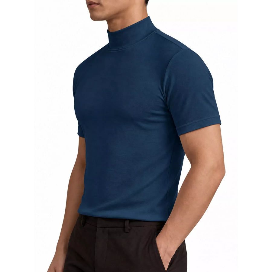Men’s Full Size Slim Fit Mock Neck Short Sleeve T-Shirt Plus Apparel and Accessories