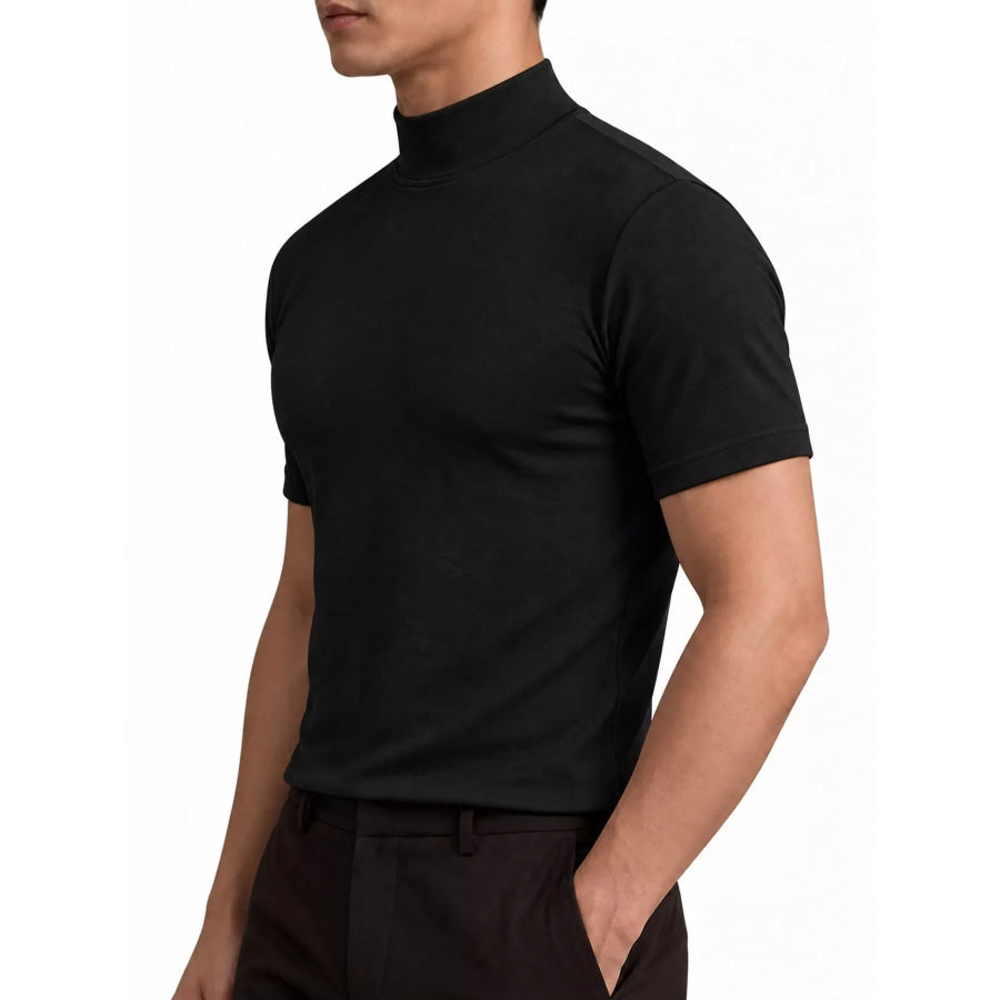 Men’s Full Size Slim Fit Mock Neck Short Sleeve T-Shirt Plus Apparel and Accessories