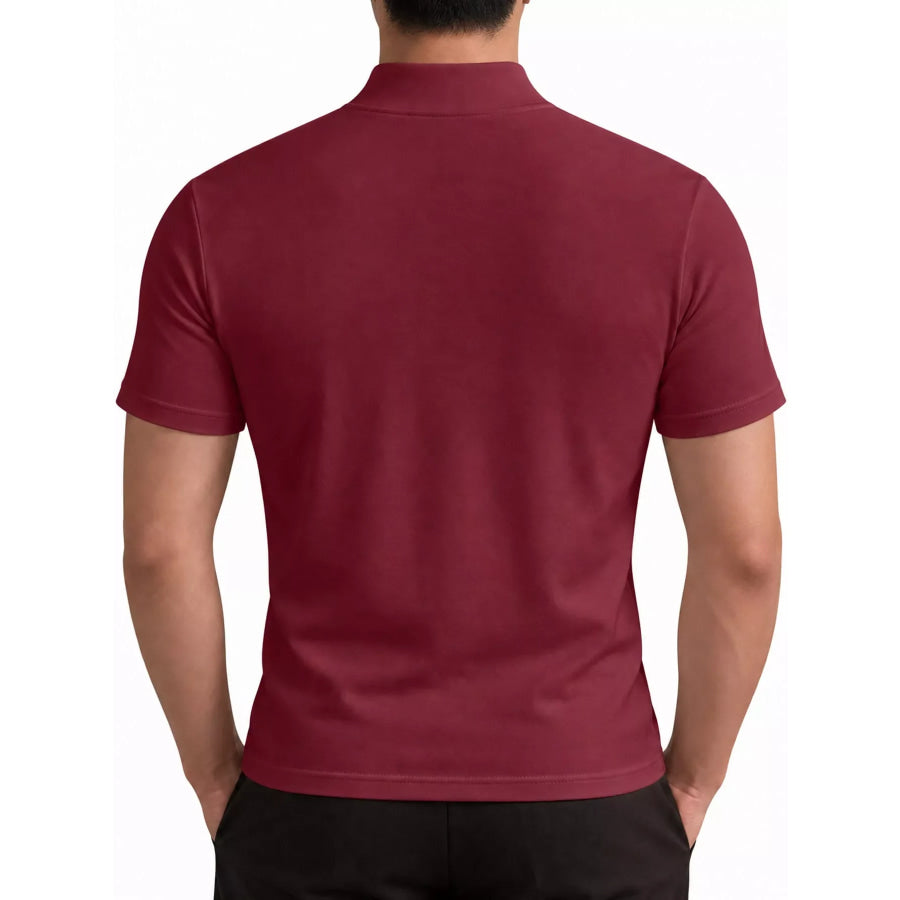 Men’s Full Size Slim Fit Mock Neck Short Sleeve T-Shirt Plus Apparel and Accessories